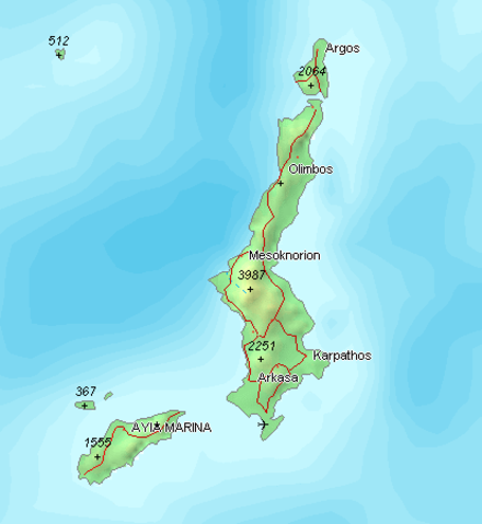 map of Karpathos island