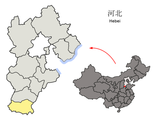 Location of Handan City jurisdiction in Hebei