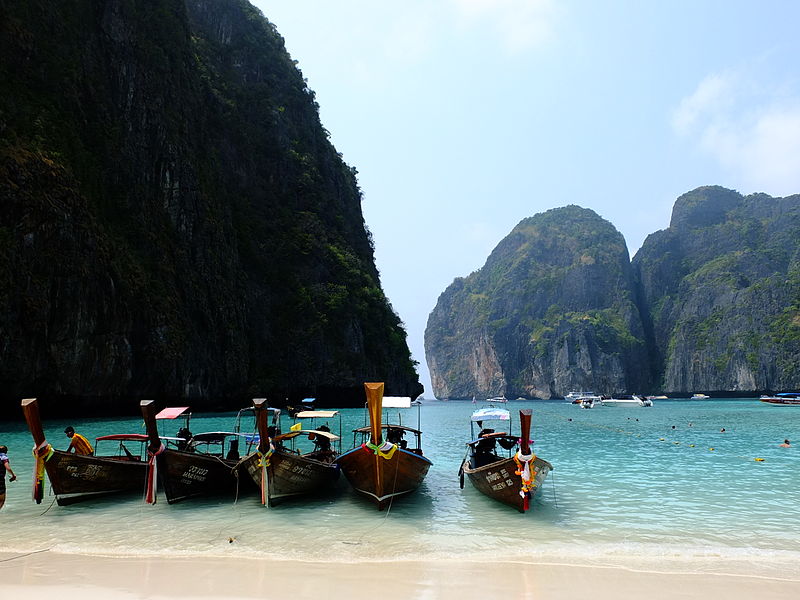 File:Longtail boat at Maya bay.JPG