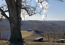 Longview Power Plant on the right, with Fort Martin Power Plant on the left, as viewed from the Pennsylvania state line Longview Power Plant.jpg