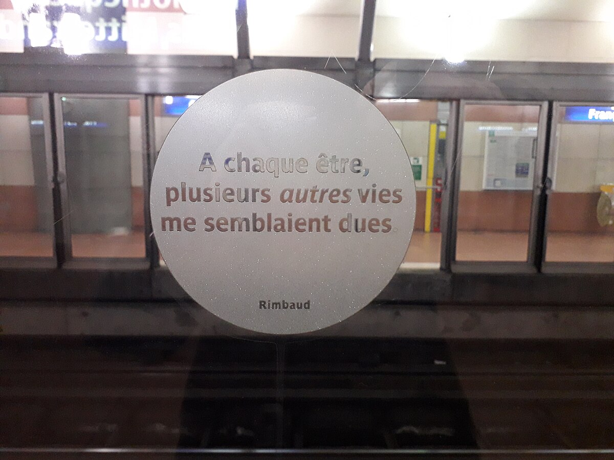 File Medaillon De Citation De Rimbaud Metro De Paris Ligne 14 Station Bibliotheque Francois Mitterrand Jpg Wikimedia Commons