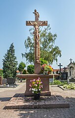 Cemetery cross and cemetery gate