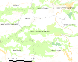 Mapa obce Saint-Cirgues-de-Malbert