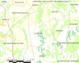 Mapa obce Claveyson