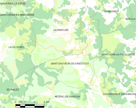 Mapa obce Saint-Sauveur-de-Ginestoux