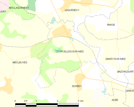 Mapa obce Courcelles-sur-Nied