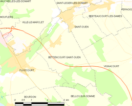 Mapa obce Bettencourt-Saint-Ouen