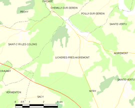 Mapa obce Lichères-près-Aigremont