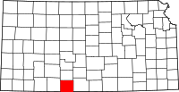 Округ Команчі на мапі штату Канзас highlighting