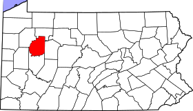 Map of Pennsylvania highlighting Clarion County.svg