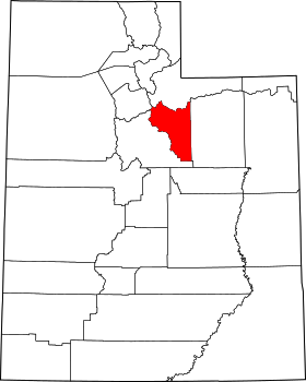 Map of Utah highlighting Wasatch County.svg