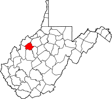 Разположение на окръга в Западна Вирджиния