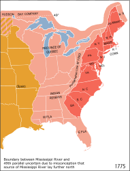 Ubicación de Trece colonias