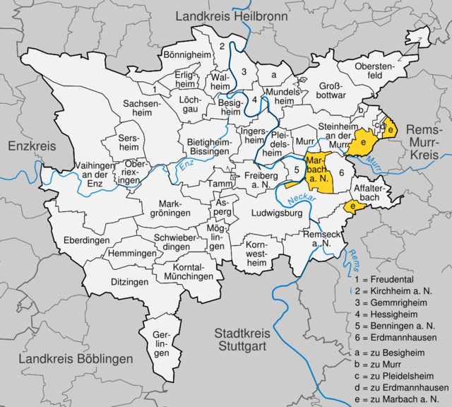 Poziția localității Marbach am Neckar