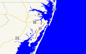 Mapa severního okresu Worcester ukazující hlavní silnice. Maryland Route 367 vede z Bishopu na státní hranici Delaware poblíž Bishopville.