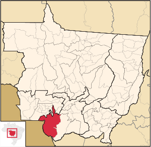 Localização de Cáceres em Mato Grosso