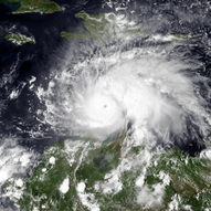 El huracán Matthew en uno de sus picos de intensidad el 30 de septiembre y 1 de octubre de 2016 en su paso cerca de la península de La Guajira en la Costa Norte de Colombia y Venezuela.