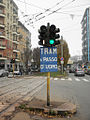 Traffic light in Milan.