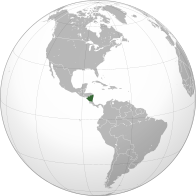 Мапа показује позицију Никарагве на мапи света