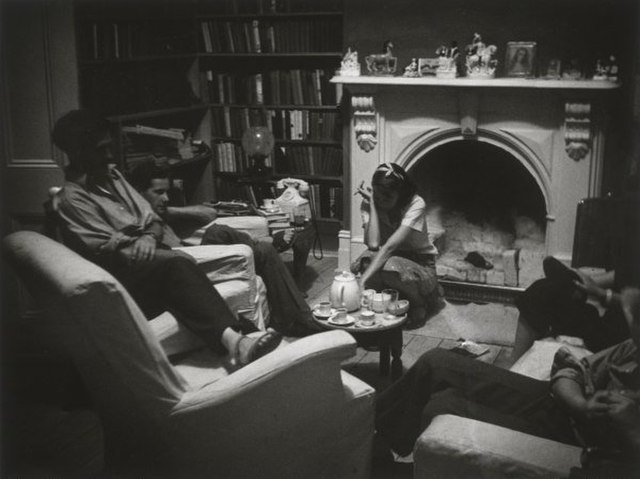 Members of the Heide Circle, including the Reeds and Sidney Nolan, gathered in the library at Heide I, 1942