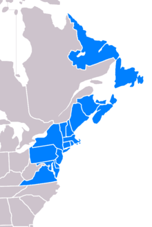 A map of the states and provinces affected North America blizzard 2006.png