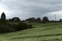 Das Dorf von der Straße Swojki-Florczaki aus gesehen