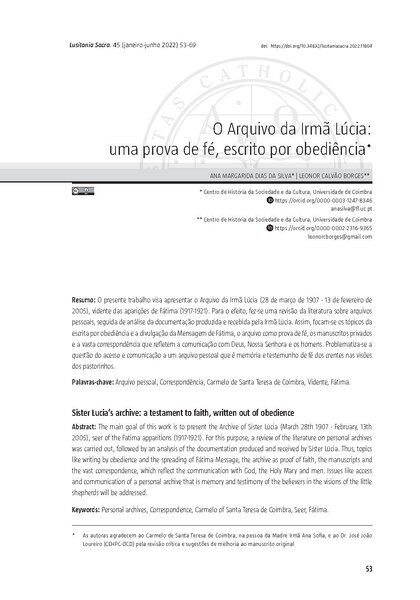 File:O Arquivo da Irmã Lúcia - uma prova de fé, escrito por obediência.pdf