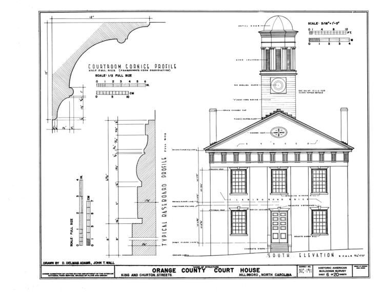 File:Orange County Courthouse, King and Churton Streets, Hillsborough, Orange County, NC HABS NC,68-HILBO,4- (sheet 6 of 20).png