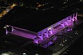 Aerial view of the presidential palace illuminated in pink on October 1, 2014, for Breast Cancer Awareness Month.