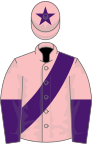 PINK, purple sash, halved sleeves, pink cap, purple star