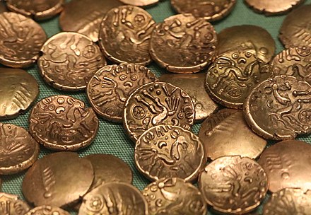 Gold Celtic coins from the Farmborough Hoard