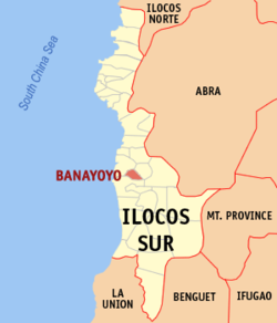 Map of Ilocos Sur with Banayoyo highlighted