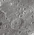 English: Piccolomini lunar crater as seen from Earth with satellite craters labeled