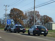 A motorist stopped by police in Tennessee. Police traffic stop Millington TN 2013-11-24 001.jpg