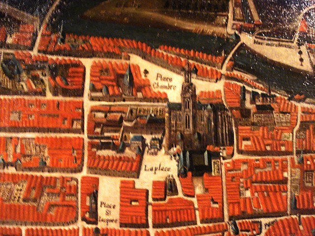 City centre and the cathedral in the 17th century