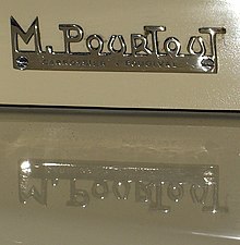 Pourtout nameplate on a 1927 Georges Irat Model A Pourtout Nameplate.jpg