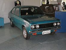 A Dodge 1800 was the first prototype engineered with a neat ethanol-only engine. Exhibit at the Memorial Aeroespacial Brasileiro, CTA, Sao Jose dos Campos. Primeiro carro alcool.jpg