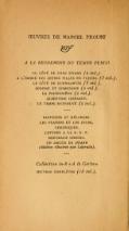 ŒUVRES DE MARCEL PROUST NRF À LA RECHERCHE DU TEMPS PERDU DU CÔTÉ DE CHEZ SWANN (2 vol.). À L’OMBRE DES JEUNES FILLES EN FLEURS (3 vol.). LE CÔTÉ DE GUERMANTES (3 vol.). SODOME ET GOMORRHE (2 vol.). LA PRISONNIÈRE (2 vol.). ALBERTINE DISPARUE. LE TEMPS RETROUVÉ (2 vol.). ____ PASTICHES ET MÉLANGES. LES PLAISIRS ET LES JOURS. CHRONIQUES. LETTRES À LA N. R. F. MORCEAUX CHOISIS. UN AMOUR DE SWANN (édition illustrée par Laprade). ____ Collection in-8 « À la Gerbe » ŒUVRES COMPLÈTES (18 vol.).