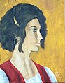Portrait of Rafaella by Reginald Gray.1996. 26x19cm.(Fresco on Wood Panel).
