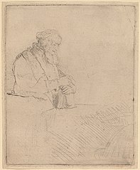 Old Man in Meditation, Leaning on a Book