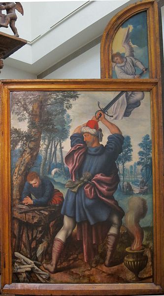 File:Right wing of the 'Tendilla Retablo' depicting the sacrifice of Isaac, oil on panel painting, 1550s, Cincinnati Art Museum.JPG