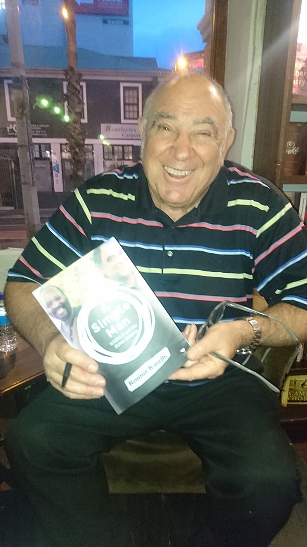 Ronnie Kasrils at the book launch of A Simple Man in Cape Town in 2017. The book is highly critical of Jacob Zuma.