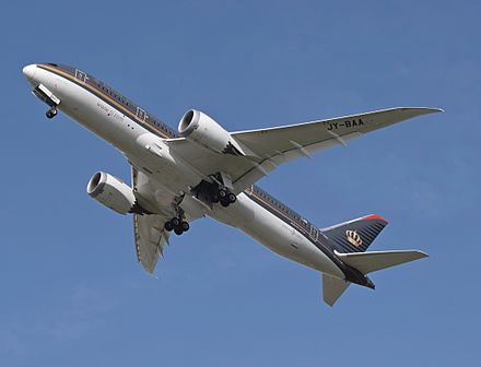 Human-invented flight: a Royal Jordanian Airlines Boeing 787