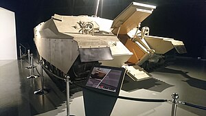 A MAP II in the Royal Tank Museum in Amman, Jordan with the front exit hatch open