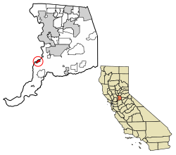 Location of Courtland in Sacramento County, California.