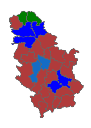 Serbian parliamentary election (1997) by majority of popular vote in each district.svg