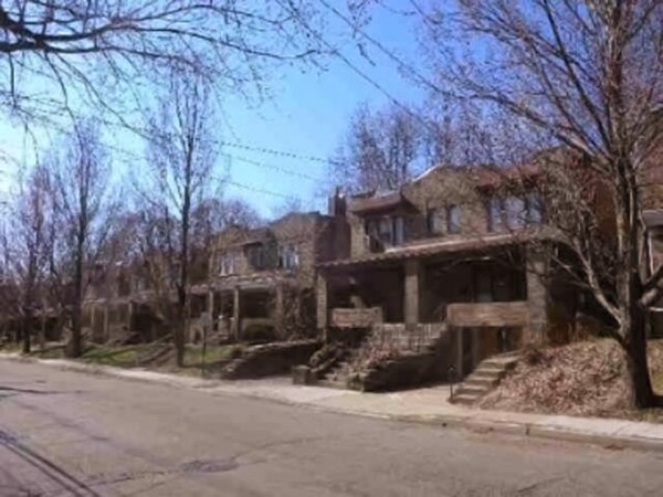 1920s tract houses in Mt Lebanon, on narrow lots backing onto the streetcar line