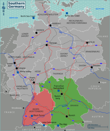 carte allemagne du sud