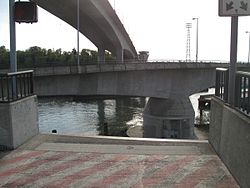 Spokane Street Bridge - view from east approach of swing span turned (2009).jpg