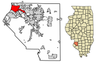 St. Clair County Illinois Incorporated and Unincorporated areas East St. Louis Highlighted.svg